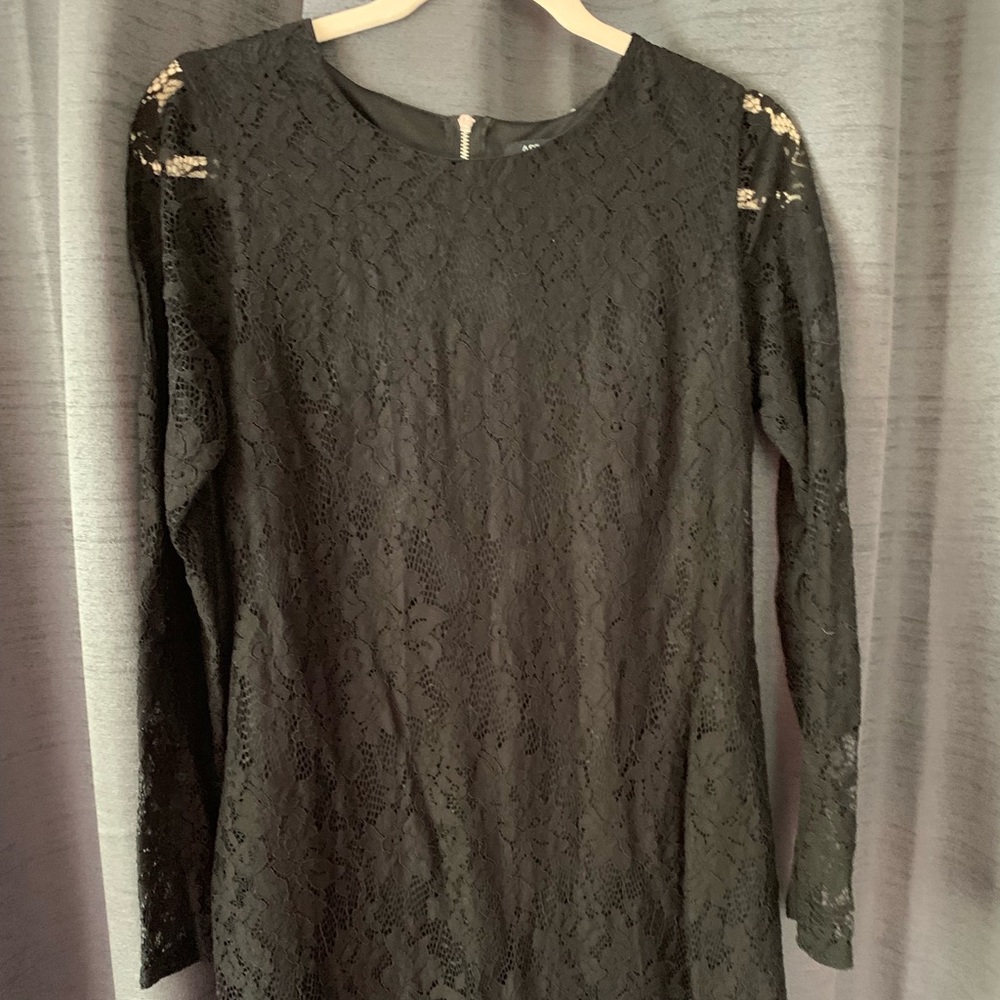 Long sleeve black lace dress